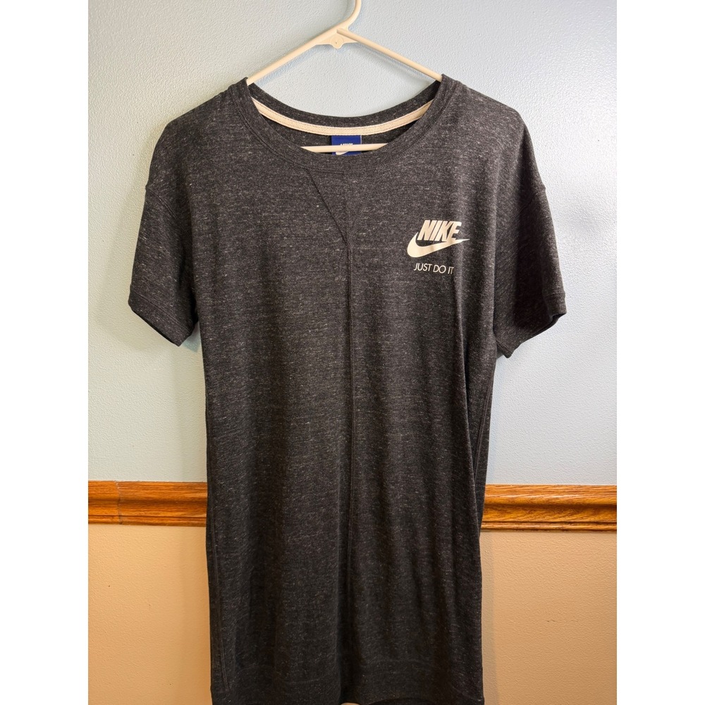 Nike Womens Sportswear Gym Vintage T-Shirt Dress Charcoal Grey 883737-010 Small